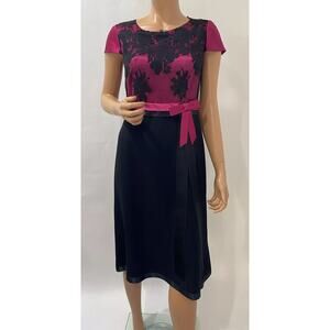 Giorgio Grati Dress Size S Black/pink Lace Top Lining Pink Short Sleeves Madi